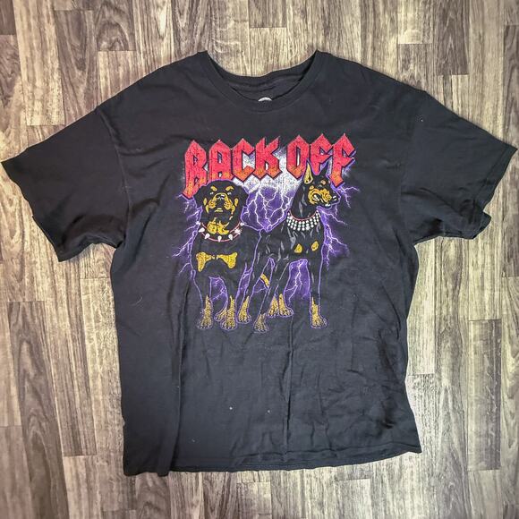 Back Off Doberman Rottweiler Graphic T-Shirt Black Lightning Dog Tee XL - Picture 1 of 5